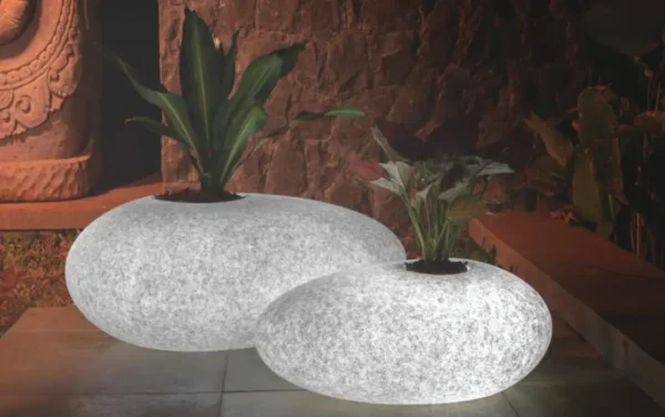pebbles illuminated planters