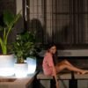 milano short illuminated round planters