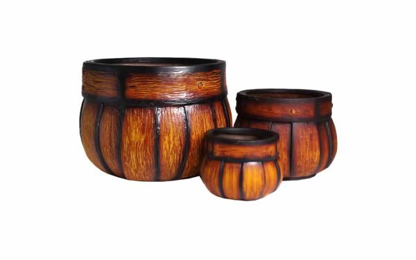 wooden barrel planters